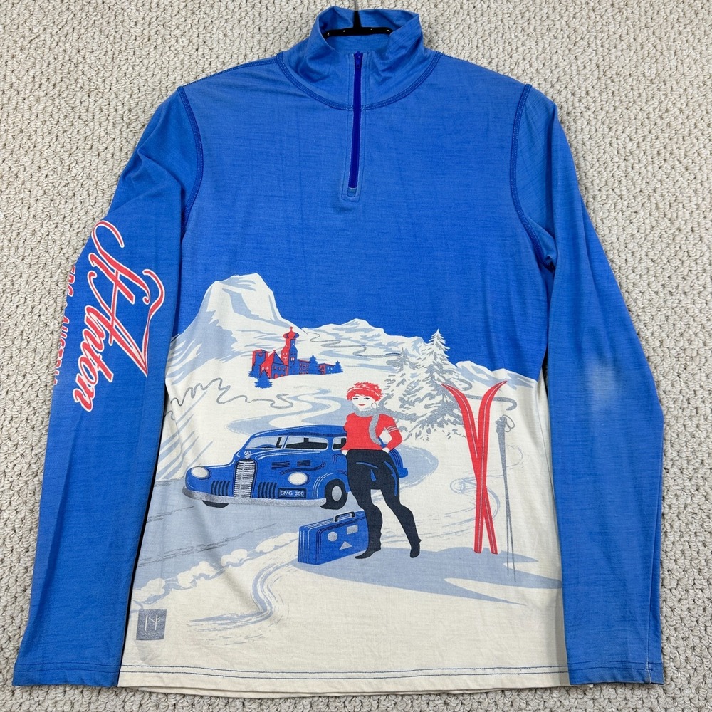 Neve Designs 1/4 Zip Pullover Womens M Blue Base Layer St Anton Arlberg Austria
